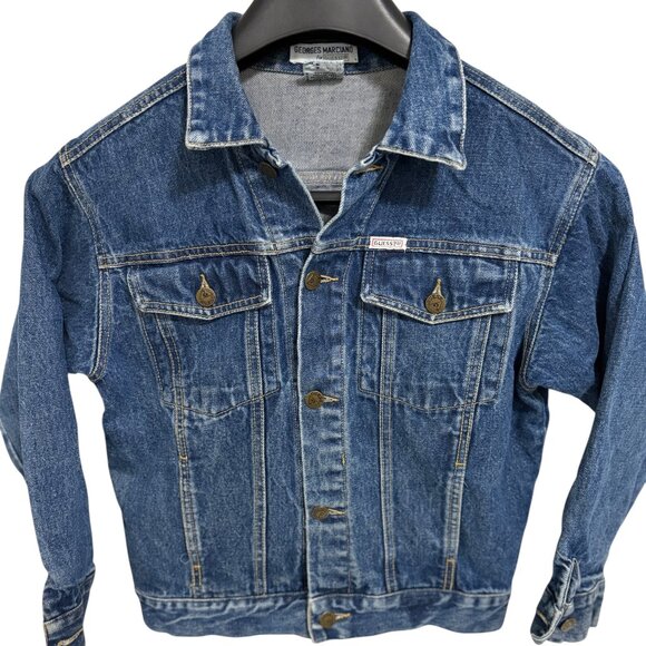 Vintage Georges Marciano Guess Denim Jean Jacket USA Made Girls 14 - Picture 1 of 6